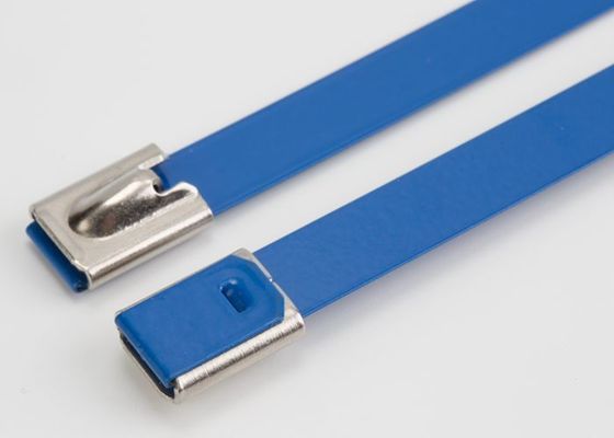 Porcellana Auto delle fascette ferma-cavo ricoperto epossidico blu dell'acciaio inossidabile di colore che chiude i legami a chiave dello zip fornitore