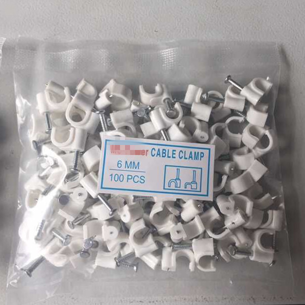 Il cavo di plastica bianco del cavo del cerchio taglia/vite in collarini per cavi con il chiodo d'acciaio 100pce per Pkt